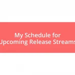 My Schedule for Upcoming Release Streams